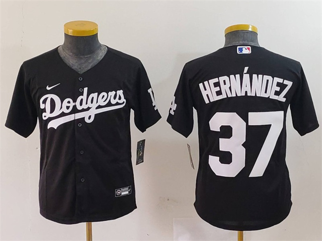 Youth Los Angeles Dodgers #37 Teoscar Hernández Black Stitched Baseball Jersey